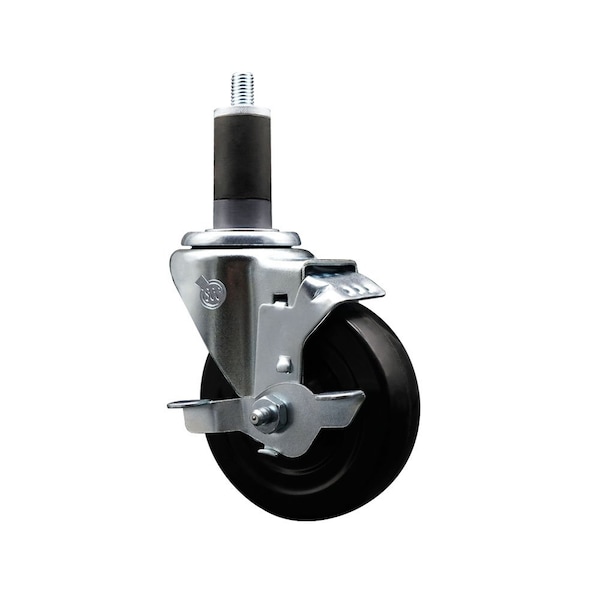 4'' Hard Rubber Swivel 1-1/4'' Expanding Stem Caster with Brake